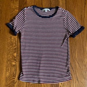 Red, Navy, and White Striped Tee